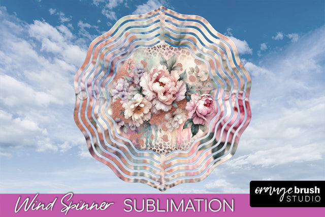 Leopard Print Flower Wind Spinner - Summer Wind Spinner PNG Sublimation OrangeBrushStudio 