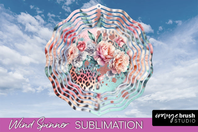 Leopard Print Flower Wind Spinner - Summer Wind Spinner PNG Sublimation OrangeBrushStudio 