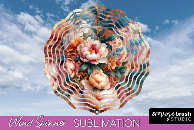 Leopard Print Flower Wind Spinner - Summer Wind Spinner PNG Sublimation OrangeBrushStudio 
