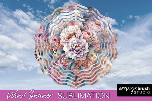 Leopard Print Flower Wind Spinner - Summer Wind Spinner PNG Sublimation OrangeBrushStudio 