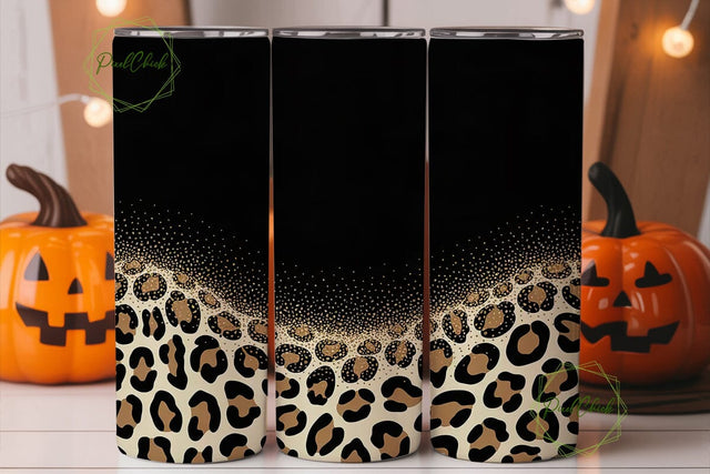 Leopard Print Glitter 20oz Tumbler Wrap Sublimation PixelChick 
