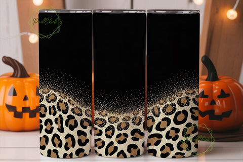 Leopard Print Glitter 20oz Tumbler Wrap Sublimation PixelChick 