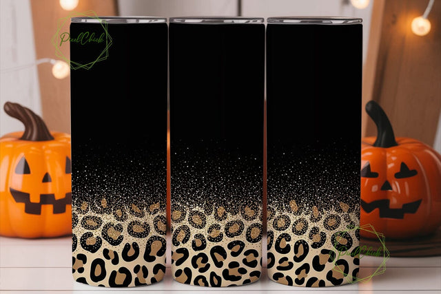 Leopard Print Glitter 20oz Tumbler Wrap Sublimation PixelChick 
