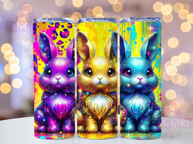 Leopard Print Glitter Easter Bunny Tumbler Wrap, Leopard Print Bunny, Glitter Bunny Cup, Cute Easter Wrap, Spring Rabbit Design, Festive Bunny Sublimation, Pastel Bunny Art Sublimation SvggirlplusArt 