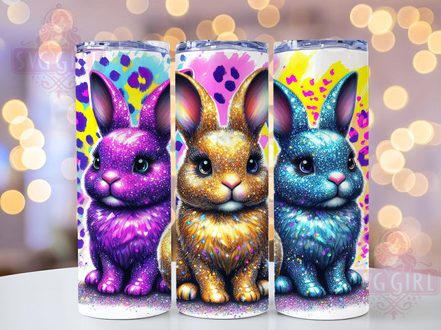 Leopard Print Glitter Easter Bunny Tumbler Wrap, Leopard Print Bunny, Glitter Bunny Cup, Cute Easter Wrap, Spring Rabbit Design, Festive Bunny Sublimation, Pastel Bunny Art Sublimation SvggirlplusArt 
