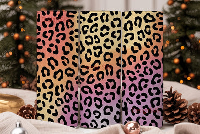Leopard Print Glitter Gradient Tumbler Sublimation DesignSVG 