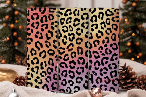 Leopard Print Glitter Gradient Tumbler Sublimation DesignSVG 
