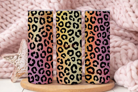 Leopard Print Glitter Gradient Tumbler Sublimation DesignSVG 