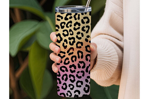 Leopard Print Glitter Gradient Tumbler Sublimation DesignSVG 
