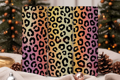 Leopard Print Glitter Gradient Tumbler Sublimation DesignSVG 