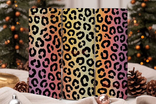 Leopard Print Glitter Gradient Tumbler Sublimation DesignSVG 