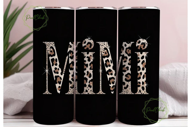 Leopard Print Glitter Monogram Tumbler Sublimation PixelChick 