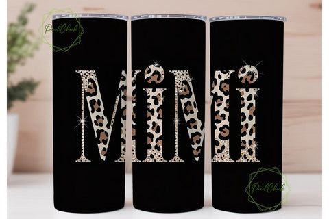 Leopard Print Glitter Monogram Tumbler Sublimation PixelChick 