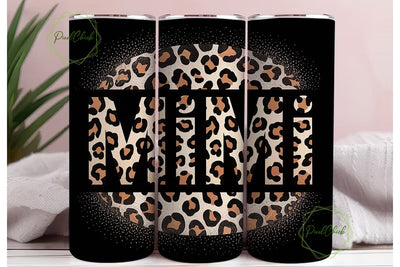 Leopard Print Glitter Monogram Tumbler Sublimation PixelChick 