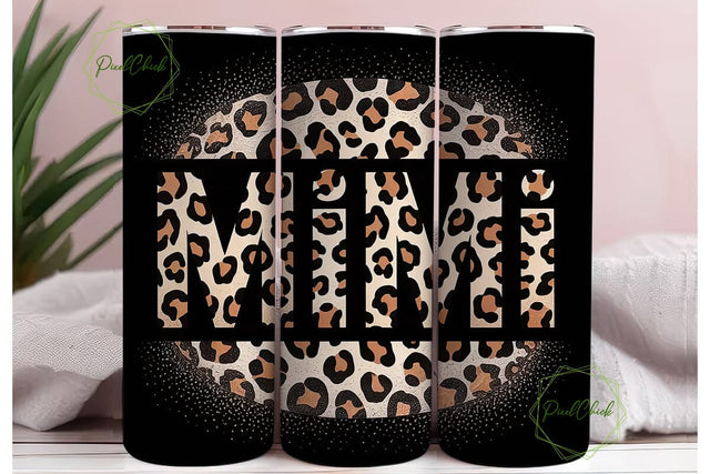 Leopard Print Glitter Monogram Tumbler Sublimation PixelChick 