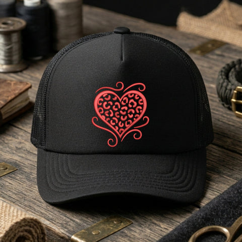 Leopard Print Heart Embroidery Design – Red Animal Print Valentine Heart Swirl Machine Embroidery File Embroidery/Applique DESIGNS PatternFeed8 