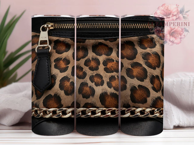Leopard Print Luxury Tumbler, Luxury Bag Design, 20oz Sublimation Wrap, Animal Print Tumbler, Chic Fashion Cup, Leopard Drinkware, Stylish Tumbler Wrap Sublimation Li Zamperini 
