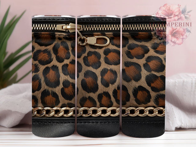 Leopard Print Luxury Tumbler, Luxury Bag Design, 20oz Sublimation Wrap, Animal Print Tumbler, Chic Fashion Cup, Leopard Drinkware, Stylish Tumbler Wrap Sublimation Li Zamperini 