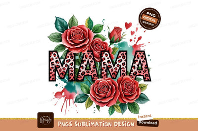 Leopard Print Mama Text Floral Design Sublimation Designangry 