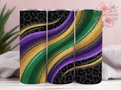 Leopard Print Mardi Gras Tumbler, Carnival Animal Print Wrap, Festive Party Cup, 20oz Sublimation Wrap, New Orleans Celebration Tumbler, Colorful Leopard Design Cup, Mardi Gras Wild Theme Wrap Sublimation Li Zamperini 