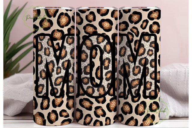Leopard Print Mom 20oz Tumbler Wrap Sublimation PixelChick 
