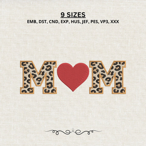 Leopard Print Mom Embroidery Design – Mama Heart Animal Print Mother's Day Machine Embroidery File Embroidery/Applique DESIGNS PatternFeed8 