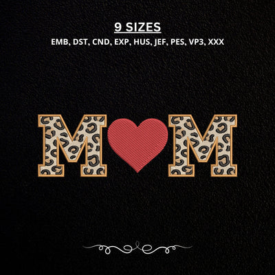 Leopard Print Mom Embroidery Design – Mama Heart Animal Print Mother's Day Machine Embroidery File Embroidery/Applique DESIGNS PatternFeed8 