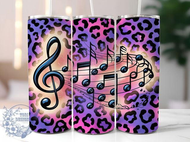Leopard Print Music Note Trendy Tumbler Wrap, Leopard Print Tumbler, Musical Leopard Design, 20oz Music Wrap, Animal Print Music Tumbler, Music Lover Gift Wrap, Trendy Tumbler Sublimation Sublimation ToriDesigns 