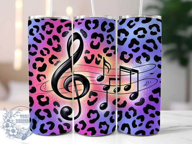 Leopard Print Music Note Trendy Tumbler Wrap, Leopard Print Tumbler, Musical Leopard Design, 20oz Music Wrap, Animal Print Music Tumbler, Music Lover Gift Wrap, Trendy Tumbler Sublimation Sublimation ToriDesigns 