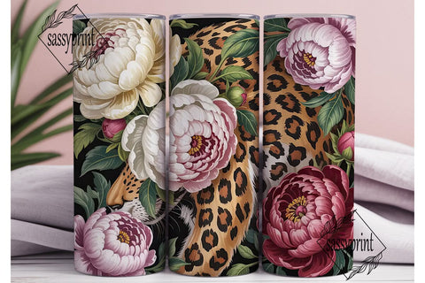 Leopard Print Peony 20oz Tumbler Wrap Sublimation sassyprint 