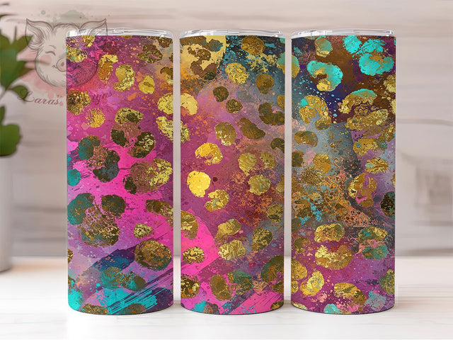 Leopard Print Pink Glitter Tumbler, Pink Glitter Tumbler, Glam Tumbler Wrap, 20oz Tumbler Sublimation, Sparkly Animal Print Tumbler, Digital Tumbler Wrap, Trendy Tumbler Design Sublimation Lara' s Designs 