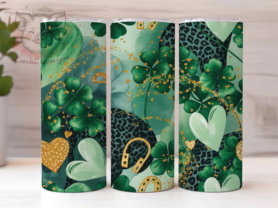 Leopard Print Shamrock Tumbler, St Patrick’s Tumbler, Stylish 20oz Wrap, Sublimation Design, Trendy Gift Idea, Leopard Print Wrap, Lucky Shamrock Tumbler Sublimation Lara' s Designs 