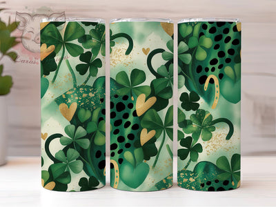 Leopard Print Shamrock Tumbler, St Patrick’s Tumbler, Stylish 20oz Wrap, Sublimation Design, Trendy Gift Idea, Leopard Print Wrap, Lucky Shamrock Tumbler Sublimation Lara' s Designs 