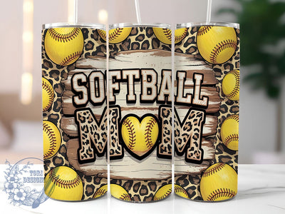 Leopard Print Softball Mom Tumbler, Baseball Mom Wrap, 20oz Animal Print Design, Team Mom Sublimation Wrap, Cheetah Softball Gift, Sporty Leopard Tumbler, Custom Softball Mom Tumbler Sublimation ToriDesigns 