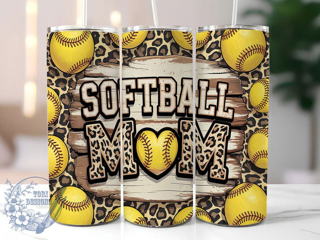 Leopard Print Softball Mom Tumbler, Baseball Mom Wrap, 20oz Animal Print Design, Team Mom Sublimation Wrap, Cheetah Softball Gift, Sporty Leopard Tumbler, Custom Softball Mom Tumbler Sublimation ToriDesigns 