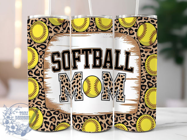 Leopard Print Softball Mom Tumbler, Baseball Mom Wrap, 20oz Animal Print Design, Team Mom Sublimation Wrap, Cheetah Softball Gift, Sporty Leopard Tumbler, Custom Softball Mom Tumbler Sublimation ToriDesigns 