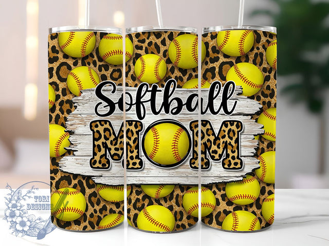Leopard Print Softball Mom Tumbler, Baseball Mom Wrap, 20oz Animal Print Design, Team Mom Sublimation Wrap, Cheetah Softball Gift, Sporty Leopard Tumbler, Custom Softball Mom Tumbler Sublimation ToriDesigns 