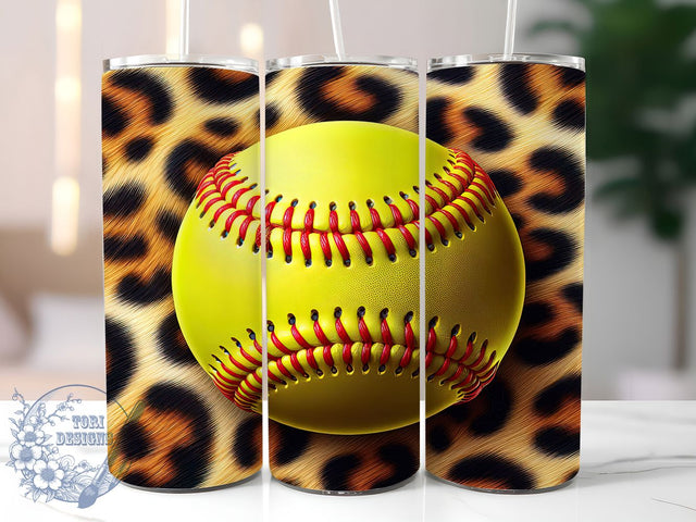 Leopard Print Softball Mom Tumbler, Leopard Print Tumbler, 20oz Sports Wrap, Softball Mom Gift, Animal Print Sublimation, Game Day Tumbler, Seamless Sports Wrap Sublimation ToriDesigns 