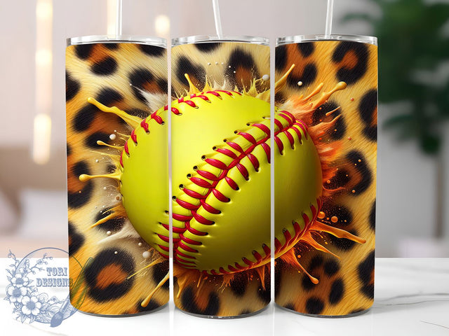 Leopard Print Softball Mom Tumbler, Leopard Print Tumbler, 20oz Sports Wrap, Softball Mom Gift, Animal Print Sublimation, Game Day Tumbler, Seamless Sports Wrap Sublimation ToriDesigns 