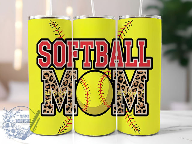 Leopard Print Softball Mom Tumbler, Team Mom Gift Idea, Cheetah Print Sports Wrap, Baseball Mom Present, Wild Side Softball Design, Fierce Mom Sublimation, Game Day Leopard Tumbler Sublimation ToriDesigns 