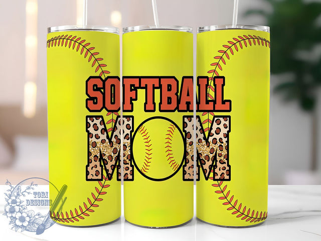 Leopard Print Softball Mom Tumbler, Team Mom Gift Idea, Cheetah Print Sports Wrap, Baseball Mom Present, Wild Side Softball Design, Fierce Mom Sublimation, Game Day Leopard Tumbler Sublimation ToriDesigns 