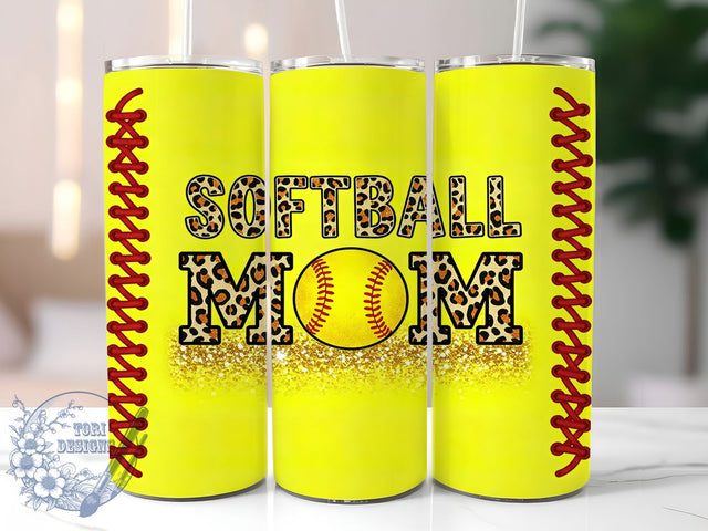 Leopard Print Softball Mom Tumbler, Team Mom Gift Idea, Cheetah Print Sports Wrap, Baseball Mom Present, Wild Side Softball Design, Fierce Mom Sublimation, Game Day Leopard Tumbler Sublimation ToriDesigns 