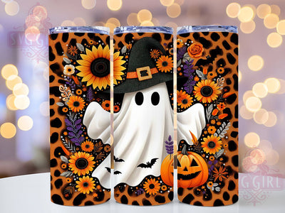 Leopard Print Spooky Ghost Tumbler, Ghost Tumbler PNG, Spooky Animal Print Cup, 20oz Sublimation Design, Glam Halloween Tumbler, Wild Ghost Wrap, Leopard Ghost Drinkware Sublimation SvggirlplusArt 