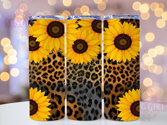 Leopard Print Sunflower Floral Animal Summer Tumbler Wrap, Sunflower Tumbler Wrap, 20oz Drinkware, Floral Leopard Design, Animal Print Gifts, Summer Tumbler, Wildflower Sublimation Sublimation SvggirlplusArt 