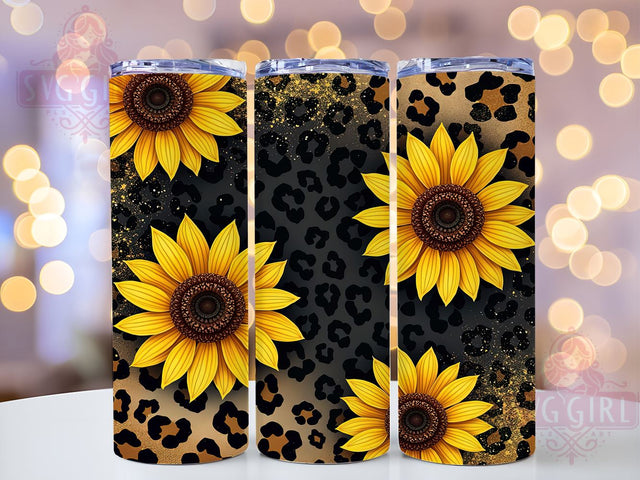 Leopard Print Sunflower Floral Animal Summer Tumbler Wrap, Sunflower Tumbler Wrap, 20oz Drinkware, Floral Leopard Design, Animal Print Gifts, Summer Tumbler, Wildflower Sublimation Sublimation SvggirlplusArt 