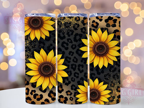 Leopard Print Sunflower Floral Animal Summer Tumbler Wrap, Sunflower Tumbler Wrap, 20oz Drinkware, Floral Leopard Design, Animal Print Gifts, Summer Tumbler, Wildflower Sublimation Sublimation SvggirlplusArt 
