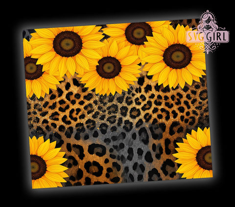 Leopard Print Sunflower Floral Animal Summer Tumbler Wrap, Sunflower Tumbler Wrap, 20oz Drinkware, Floral Leopard Design, Animal Print Gifts, Summer Tumbler, Wildflower Sublimation Sublimation SvggirlplusArt 
