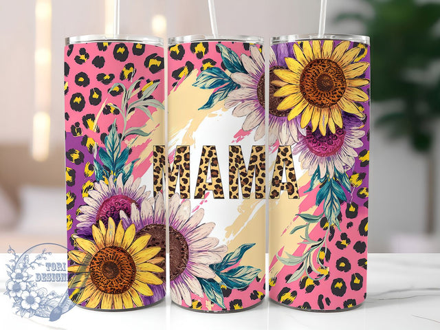 Leopard Print Sunflower Mama 20oz Tumbler, Mama Tumbler, Leopard Print Tumbler, Glitter Tumbler, Mother's Day Tumbler, Mom Life Tumbler, 20oz Sublimation Wrap Sublimation ToriDesigns 