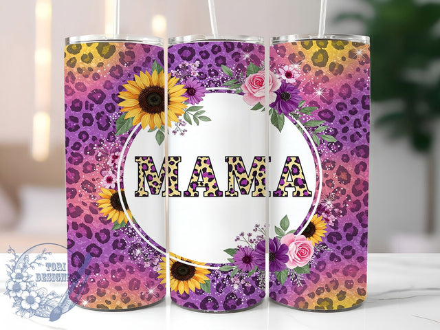 Leopard Print Sunflower Mama 20oz Tumbler, Mama Tumbler, Leopard Print Tumbler, Glitter Tumbler, Mother's Day Tumbler, Mom Life Tumbler, 20oz Sublimation Wrap Sublimation ToriDesigns 