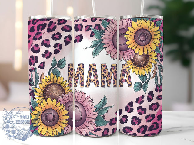 Leopard Print Sunflower Mama 20oz Tumbler, Mama Tumbler, Leopard Print Tumbler, Glitter Tumbler, Mother's Day Tumbler, Mom Life Tumbler, 20oz Sublimation Wrap Sublimation ToriDesigns 